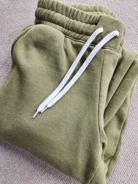 Gilded Intent Men's S Green Fleece Cotton Jogger Pants Drawstring Elastic Cuff
